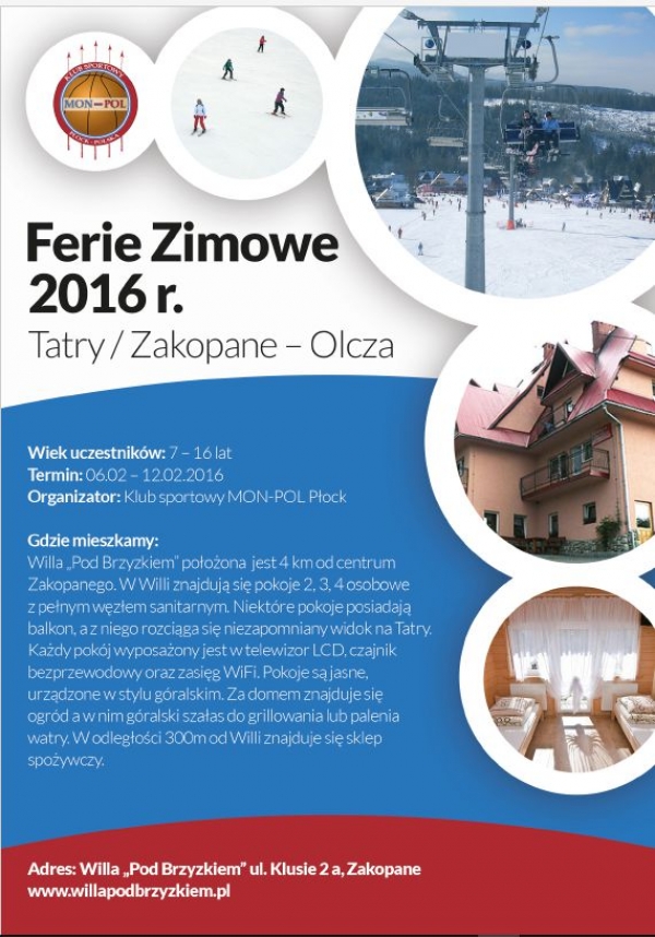 Ferie Zimowe 2016 Tatry